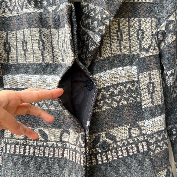 Mossimo Supply Co. aztec patterned wrap style tapered button up cozy pea coat - Picture 4 of 16